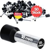 Kalitec 50 stuks AE2518SW adereindhulzen geïsoleerd 25mm² 18mm lang zwart