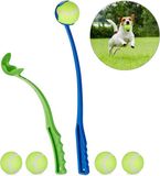 Relaxdays Ballenwerper honden - set van 2 - met 5 ballen