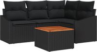 vidaXL Tuinbank - Set - 5 - st - Zwart - poly - rattan