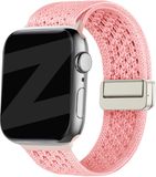 Bandz Vintage nylon band met magneetsluiting - Roze - Geschikt voor Apple Watch 38/40/41/42mm