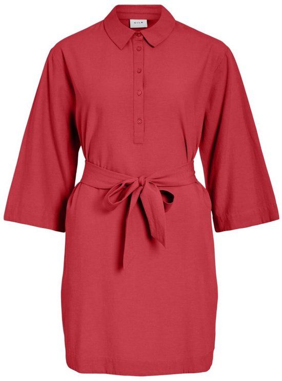 Vila Jurk Viprisilla 3/4 Loose Shirt Dress/vo 14113576 Hibiscus Dames Maat - 38