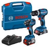 Bosch Professional 18V Systeem Combo Kit: draaislagschroevendraaier GDR 18V-200 + slagboorschroevendraaier GSB 18V-45 (incl. 2,0 Ah accu, 4,0 Ah accu, oplader GAL 18V-40, L-Case)