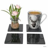 MamboCat 4-delige set onderzetters 10x10cm steen zwart