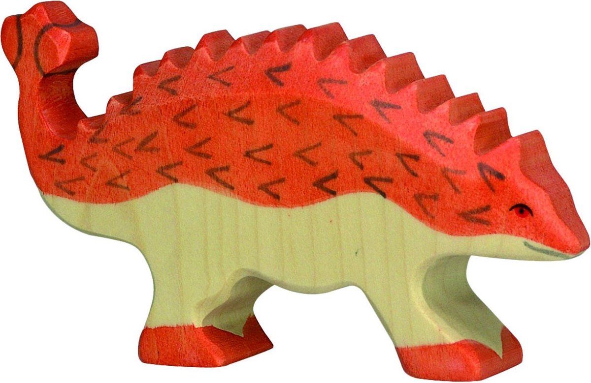 Holztiger Houten dinosaurus: ankylosaurus - grijs/rood