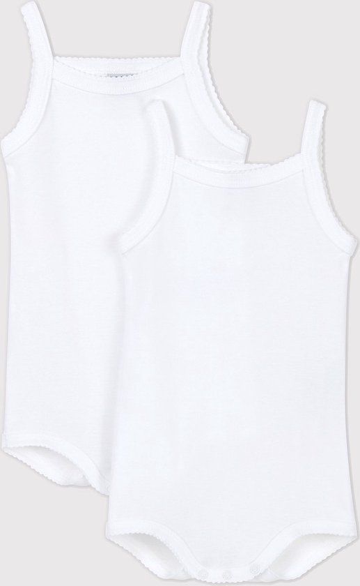 Petit Bateau 2-pack babybody met schouderbandjes voor meisjes - Wit - Maat 104