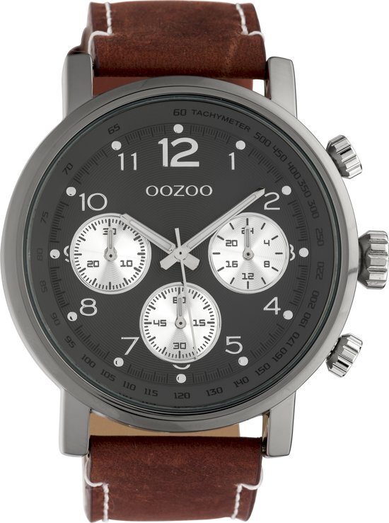 Oozoo Timepieces C10061 Bruin Grijs Horloge 48mm