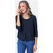 Goldner Blouse Chiffon shirt met 3/4 mouwen, ronde hals