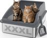 Merkloos Kattenbak van roestvrij staal, extra groot, 71 x 51 x 31 cm