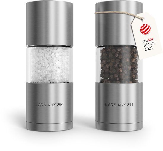 LARS NYSØM Sjæl Zout- en Pepermolen Set - Stainless Steel - Verstelbaar