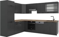 Vicco Hoekkeuken Fame-Line, Donkergrijs/Antraciet, 287 x 227 cm, WB Eik