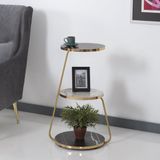 en.casa Bijzettafel Sipoo 74x46x37cm marmer zwart en marmer wit