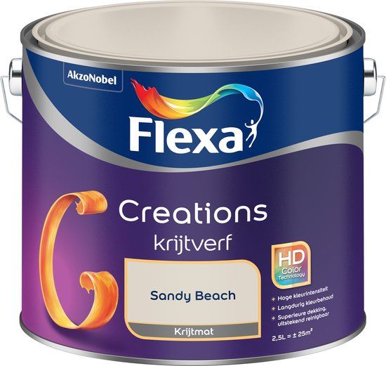 Flexa Creations Muurverf Krijt - Sandy Beach - 2,5 liter - Mat - Voor Binnen