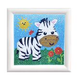 Diamond Pracht Creatives Diamond Painting Set, afbeelding met zebramotief en accessoires, knutselset om te schilderen met glittersteentjes, voor kinderen vanaf 5 jaar