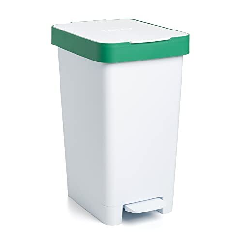 tatay Smart pedaal emmer, 25 l, capaciteit, intrekbare pedaal, polypropyleen, BPA-vrij, vuilniszak, 30 l, kleur: groen, recyclingmaat: 26 x 36 x 47 cm