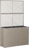 Casaria Polyrattan Plantenbak met Klimrek – 3 Bloembakken – 83x31x146 cm – Creme