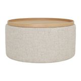Giga Meubel Salontafel Zara - Rond Beige/Naturel - Incl. Opbergruimte - Ø80cm