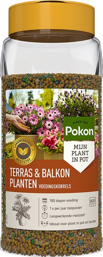 Pokon Terras & Balkon Planten Voedingskorrels - 800gr - Plantenvoeding - Osmocote - Voor plant in pot en border