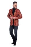 Wilbers Pailletten Blazer Heren Rood/Groen - Maat XXL