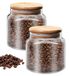 Pots de rangement en verre avec couvercle en bambou