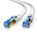 Primewire LAN-kabel CAT 8, platte kabel, patchkabel tot 40 Gbit/s, S/FTP PIMF afscherming, vergulde RJ45-connectoren, trekontlasting, netwerkkabel 15 meter, Ethernet, halogenvrij, wit