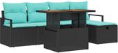 vidaXL Tuinbank - Set - Zwart - Polyrattan