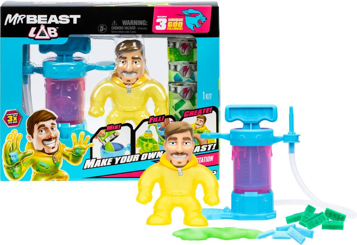 Moose Toys MrBeast Lab Creation Studio - Mix, Vul en Maak de ultieme stretchy MrBeast!
