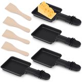Merkloos Mini Raclette Set met 4 Anti-aanbakpannen en Houten Scheppen