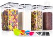 Sans marque Lot de 4 boîtes de conservation, 4 litres, récipient hermétique en plastique avec couvercle, pot de conservation pour conserver pâtes, muesli, riz, farine et pour alimentation animaux, réutilisable