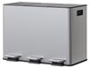 Poubelle de cuisine - Poubelle de recyclage - 45 litres - 3 compartiments - 3 pédales - Fermeture douce du couvercle - 3 seaux amovibles - Surface en acier inoxydable