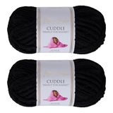 Utopia Crafts Cuddle Super Chunky Chenille Soft Yarn for Knitting and Crochet 2x 100g (Black)