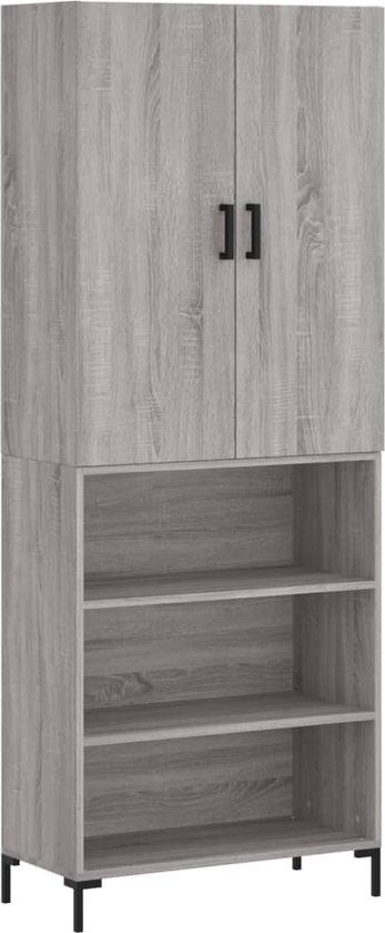 vidaXL Hoge kast 69,5x34x180 cm Bewerkt hout Grijs sonoma eikenkleurig