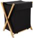 Tendance Panier à linge avec 1 compartiment - bambou bois - noir - pliable
