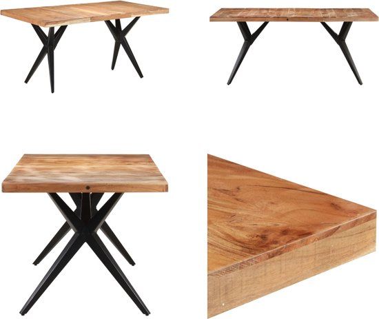 vidaXL Eettafel 160x80x76 cm massief acaciahout