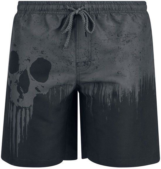 Black Premium by EMP grijs-zwarte zwemshort met doodshoofdprint - Heren - L