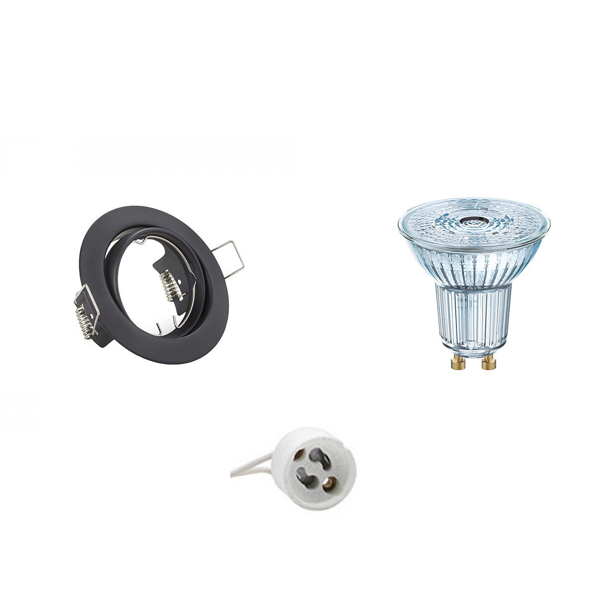 Osram - LED Spot Set - Parathom PAR16 930 36D - GU10 Fitting - Dimbaar - Inbouw Rond - Mat Zwart - 3.7W - Warm Wit 3000K - Kantelbaar Ã˜83mm