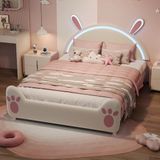 OEM Bol Gestoffeerd Kinderbed - Tienerbed Meisjesbed - Slaapkamer Inrichten - Bloembladvormig Hoofdeinde - 140 x 200 cm - Roze