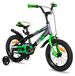 Moto enfant 12 pouces vert avec roues stabilisatrices pour enfants de 2-4 ans