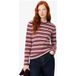 Lacoste Regular Fit Dames T-shirt Bruin / Beige / Fuchsia, Gestreept