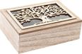 Items Theedoos/theekist Tree of Life - Hout - lichtbruin - 6 vakken - 24 x 16 x 8 cm