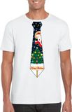 Bellatio Decorations Wit kerst T-shirt voor heren - Kerstman en kerstboom stropdas print XXL