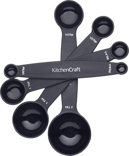 KitchenCraft Easy Store Magnetic Maatlepels - Zwart - 4 Stuks
