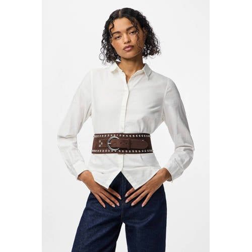 PIECES PCOLINA tailleriem met studs donkerbruin
