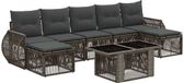 vidaXL Tuinbank Set 8-delig Grijs en Donkergrijs Polyrattan