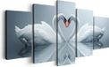Artaza Canvas Schilderij Vijfluik Twee Zwanen in een Hart Vorm - 200x100 cm - Canvas Print