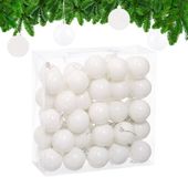 Relaxdays kerstballen set van 50, kunststof mat en glanzend, Ø 6 cm, wit