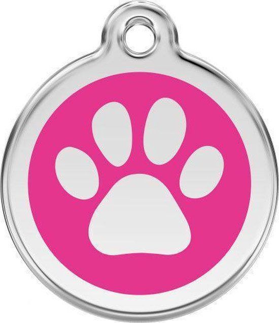 Red Dingo Hondenpenning 38 mm pootje hard roze