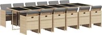vidaXL 13-delige tuinset met kussens, polyrattan, gemengd beige