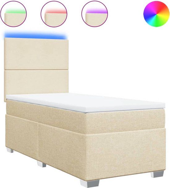 vidaXL Boxspring met matras stof crèmekleurig 80x200 cm