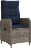 vidaXL Ligstoel voor Tuin Grijs en Marineblauw