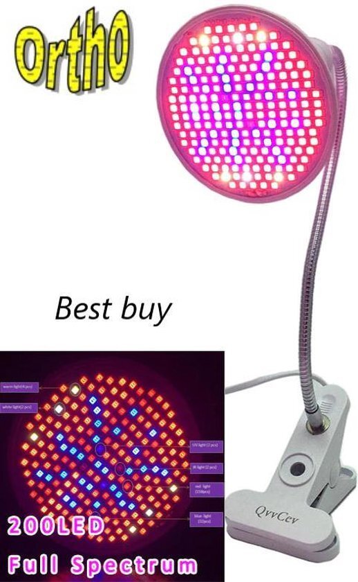 Ortho LED Groeilamp Bloeilamp Kweeklamp Grow light groei lamp met flexibele lamphouder - klem spotje Dit een lamp en klem spotje in Ã©Ã©n Handig in gebruik